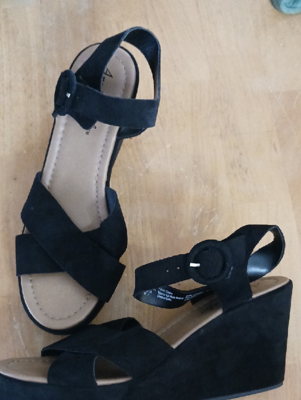 Classic Black Wedge Sandals with Buckle Ankle Strap